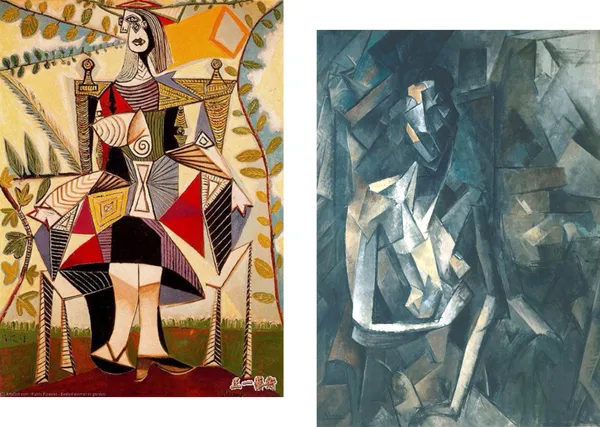 �Seated_Women,_Paintings_by_Pablo_Picasso,_Framed_Canvas,_Set_of_2,_Multicolor