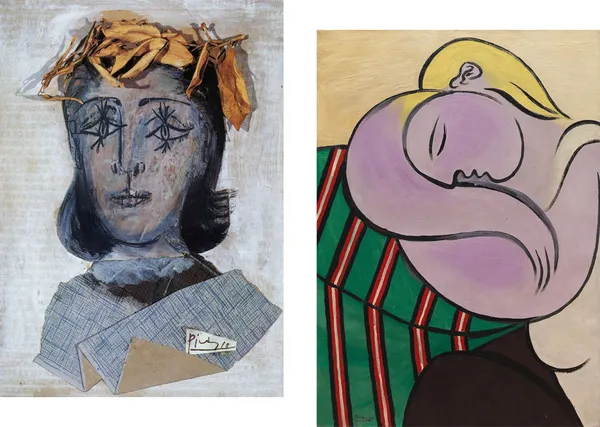 Dora_Maar's�_Portrait_&_Yellow_Haired_Woman,_Paintings_by_Pablo_Picasso,_Framed_Canvas,_Set_of_2,_Multicolor