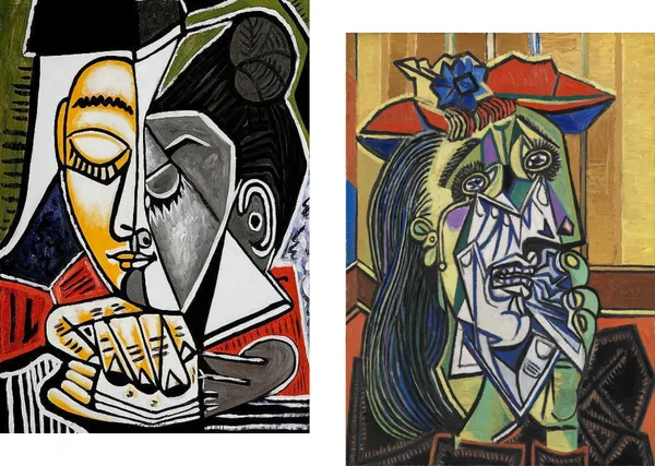 �A_Reading_Woman_&_The_Weeping_Woman,_Paintings_by_Pablo_Picasso,_Framed_Canvas,_Set_of_2,_Multicolor