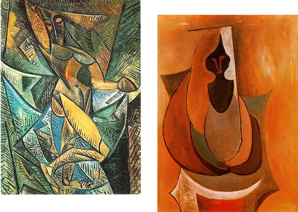 �Dance_with_Veils_&_Cubist_Person,_Paintings_by_Pablo_Picasso,_Framed_Canvas,_Set_of_2,_Multicolor