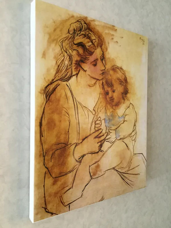 �Classical_Head_&_Mother_and_Child,_Paintings_by_Pablo_Picasso,_Framed_Canvas,_Set_of_2,_Multicolor