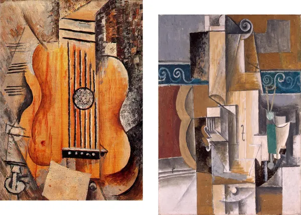 �Guitar,_I_Love_Eva_&_Guitar_and_Violin,_Paintings_by_Pablo_Picasso,_Framed_Canvas,_Set_of_2,_Multicolor