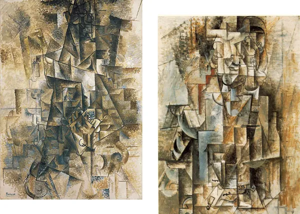 �The_Piano_Accordionist_&_Man_with_A_Violin,_Paintings_by_Pablo_Picasso,_Framed_Canvas,_Set_of_2,_Multicolor