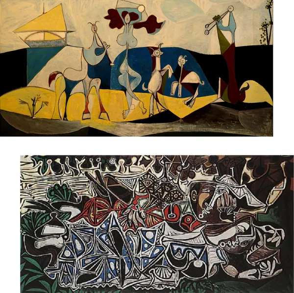 Joy_of_Living_&Girls_on_the_River,_Paintings_by_Pablo_Picasso,_Framed_Canvas,_Set_of_2,_Multicolor