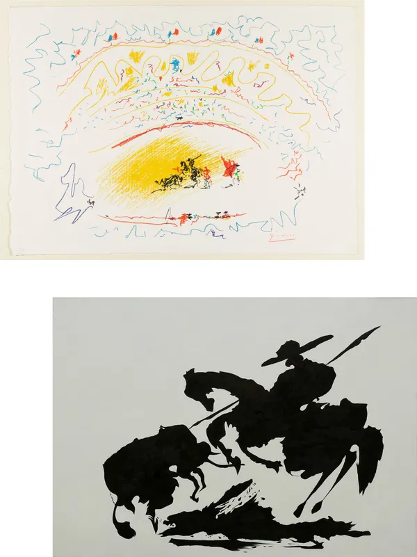 �Bullfight-_6_&_Bullfight-_7,_Paintings_by_Pablo_Picasso,_Framed_Canvas,_Set_of_2,_Multicolor