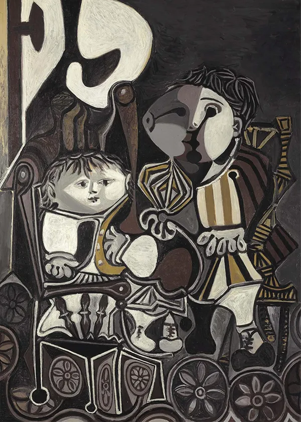 Claude_and_Paloma_1954,_A_Painting_by_Pablo_Picasso,_Framed_Canvas,_Multicolor