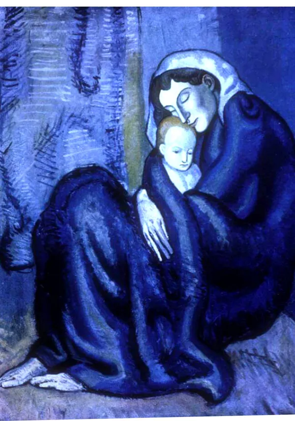 Mother_and_Child_1902,_A_Painting_by_Pablo_Picasso,_Framed_Canvas,_Multicolor