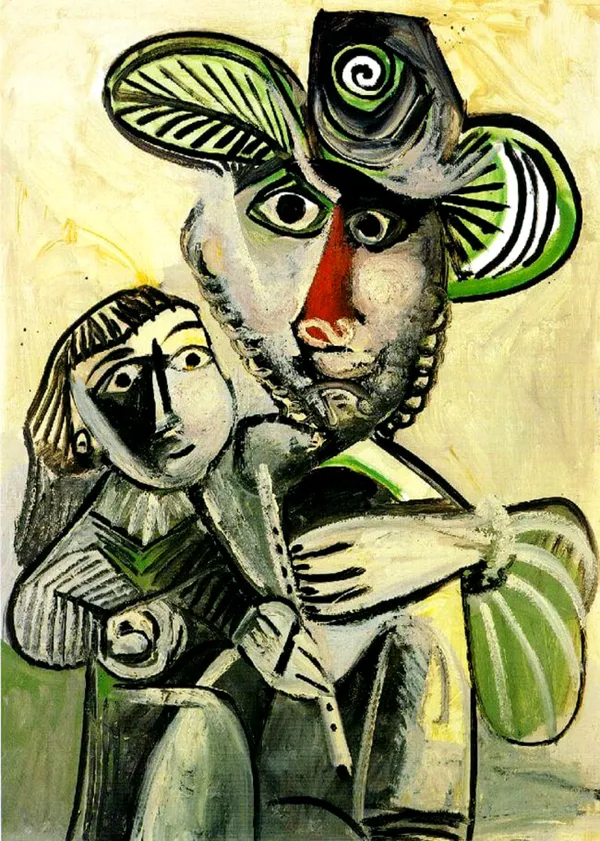Fatherhood_1971,_A_Painting_by_Pablo_Picasso,_Framed_Canvas,_Multicolor