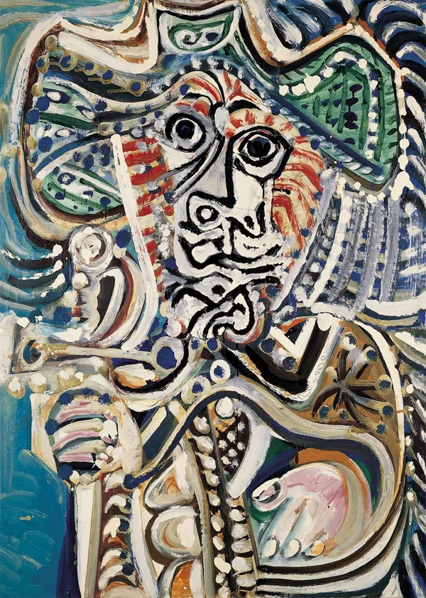 Musketeer_with_Sword_1972,_A_Painting_by_Pablo_Picasso,_Framed_Canvas,_Multicolor