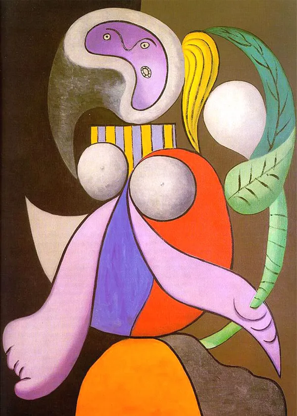 Woman_with_A_Flower_1932,_A_Painting_by_Pablo_Picasso,_Framed_Canvas,_Multicolor