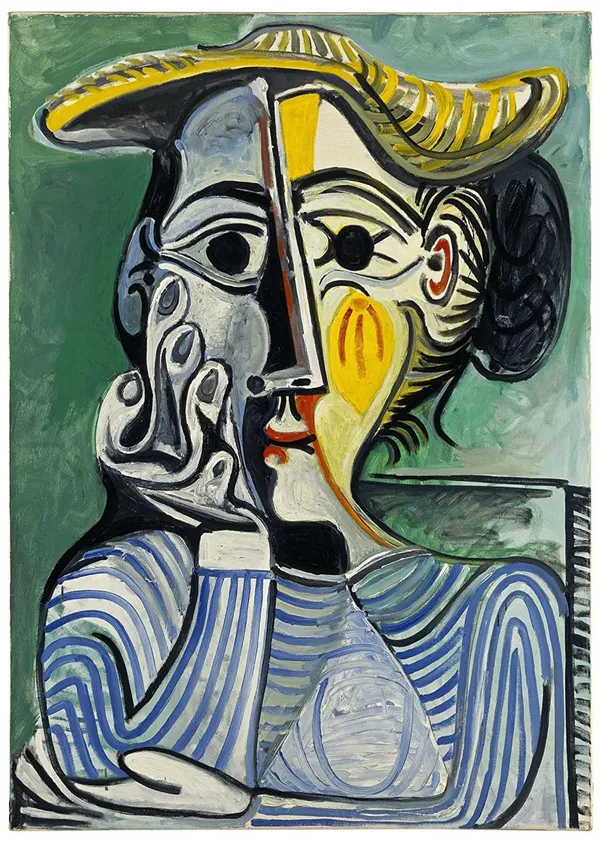 Woman_with_Yellow_Hat_1962,_A_Painting_by_Pablo_Picasso,_Framed_Canvas,_Multicolor