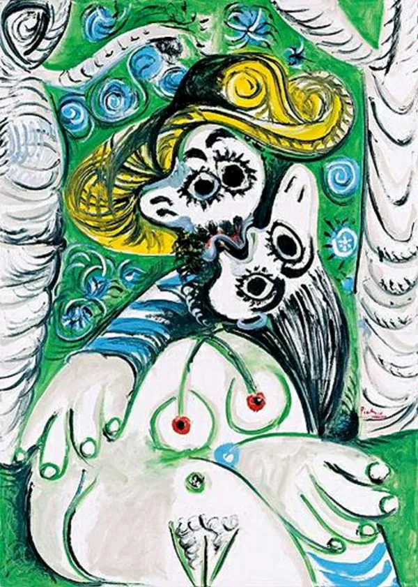 Kiss_1969,_A_Painting_by_Pablo_Picasso,_Framed_Canvas,_Multicolor