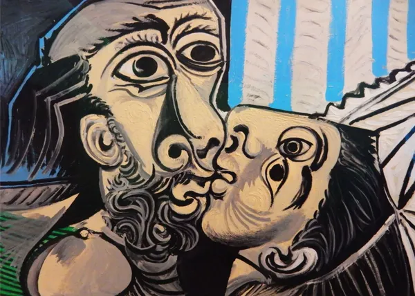 The_Kiss_1969,_A_Painting_by_Pablo_Picasso,_Framed_Canvas,_Multicolor