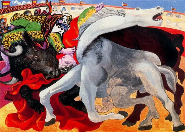 Bullfight:_Death_of_the_Toreador_1933,_A_Painting_by_Pablo_Picasso,_Framed_Canvas,_Multicolor