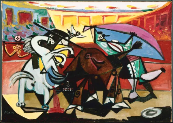 Bullfight_3,_A_Painting_by_Pablo_Picasso,_Framed_Canvas,_Multicolor