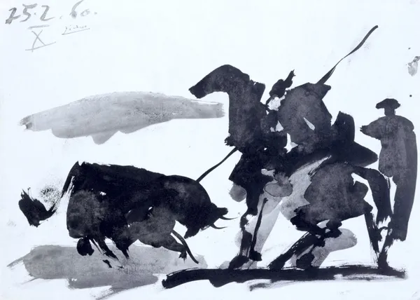 Bullfight_8,_A_Painting_by_Pablo_Picasso,_Framed_Canvas,_Multicolor