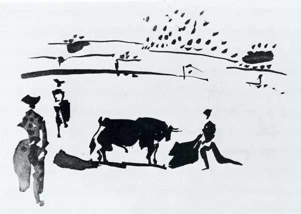 Bullfight_9,_A_Painting_by_Pablo_Picasso,_Framed_Canvas,_Multicolor