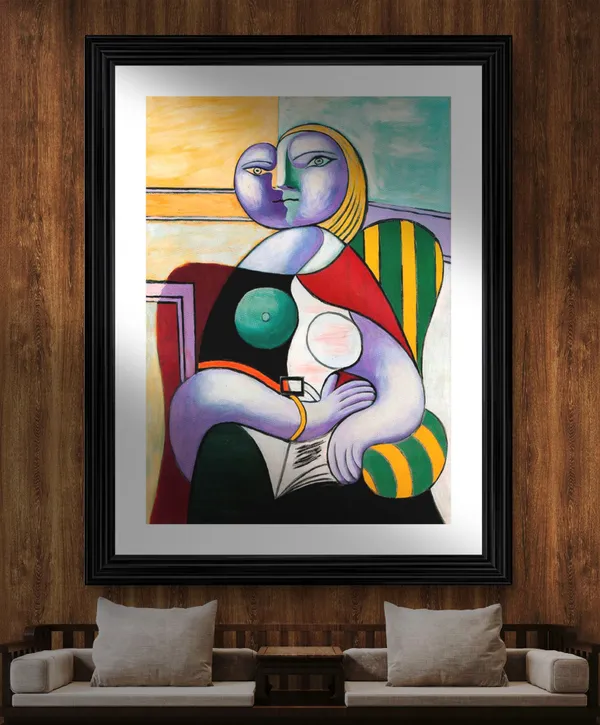 Reading_1932,_A_Painting_by_Pablo_Picasso,_Framed,_Wall_Decor,_Multicolor