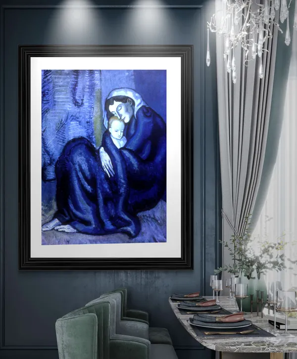 Mother_and_Child_1902,_A_Painting_by_Pablo_Picasso,_Framed,_Wall_Decor,_Multicolor