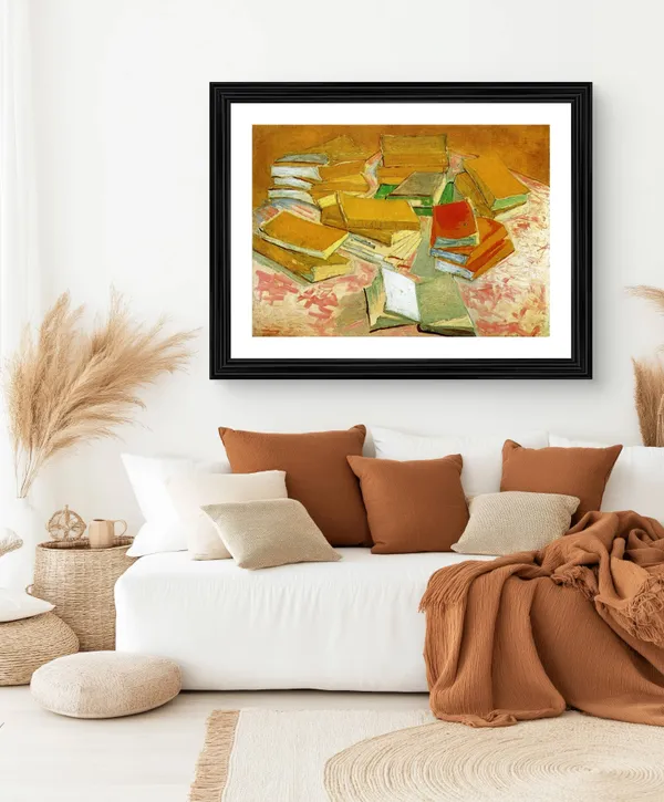 Piles_of_French_Novels_1887,_A_Painting_by_Van_Gogh,_Framed,_Wall_Decor,_Multicolor