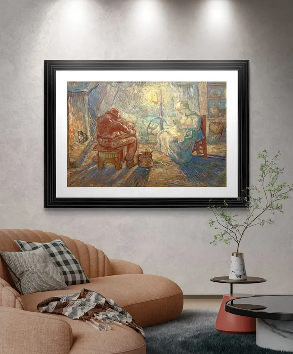 Evening_1889,_A_Painting_by_Van_Gogh,_Framed,_Wall_Decor,_Multicolor