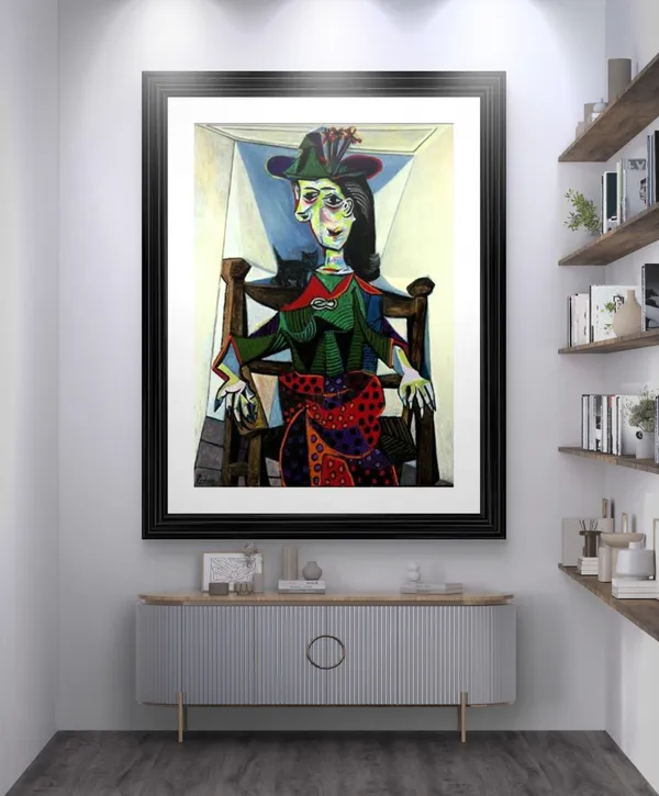 Woman_with_Flowered_Hat_1941,_A_Painting_by_Pablo_Picasso,_Framed,_Wall_Decor,_Multicolor
