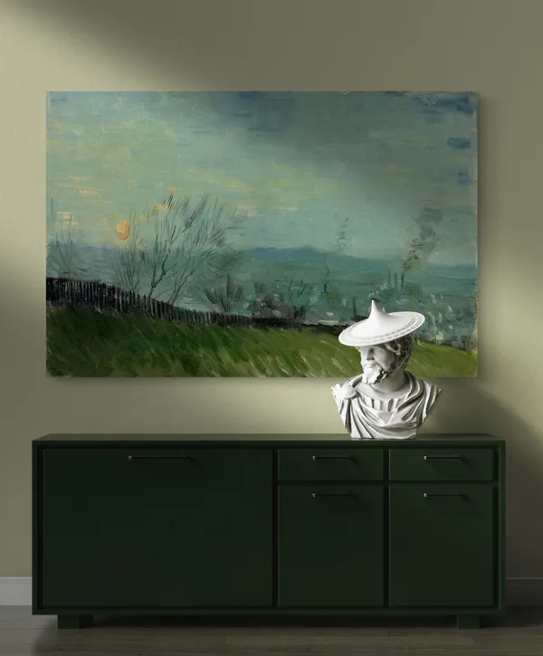 Sunset_in_Montmartre_1887,_A_Painting_by_Van_Gogh,_Framed_Canvas,_Wall_Decor,_Multicolor