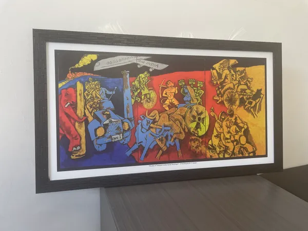 Beyond_Theory*_&_*Transport_Modes*-_India_Series_Paintings_by_M.F._Husain,_Set_of_2,_Framed,_Wall_Decor,_Multicolor