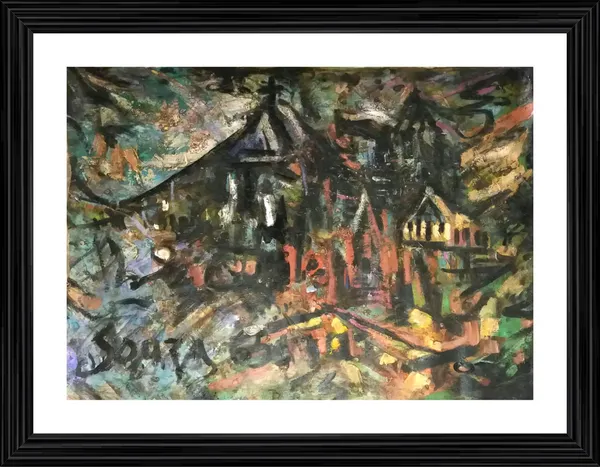 Multicoloured_Villagescape_(1965),_A_Painting_by_Souza,_Framed,_Wall_D�cor,_Multicolor