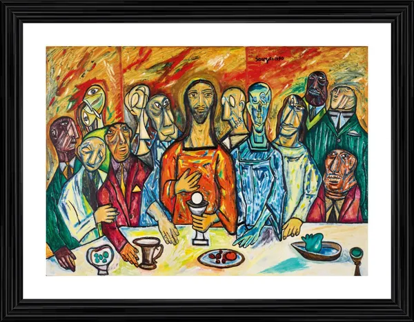 Reinterpretation_of_'Last_Supper'_(1990),_A_Painting_by_Souza,_Framed,_Wall_D�cor,_Multicolor