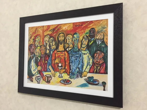 Reinterpretation_of_'Last_Supper'_(1990),_A_Painting_by_Souza,_Framed,_Wall_D�cor,_Multicolor