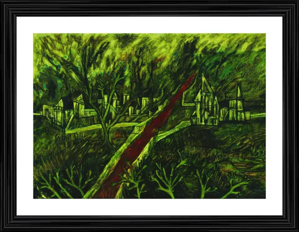 The�_Red_Road_(1971),_A_Painting_by_Souza,_Framed,_Wall_D�cor,_Multicolor