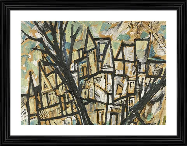 White_Landscape_(1961),_A_Painting_by_Souza,_Framed,_Wall_D�cor,_Multicolor