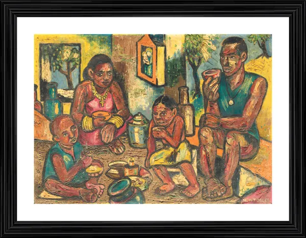 The_Family_(1946),_A_Painting_by_Souza,_Framed,_Wall_D�cor,_Multicolor