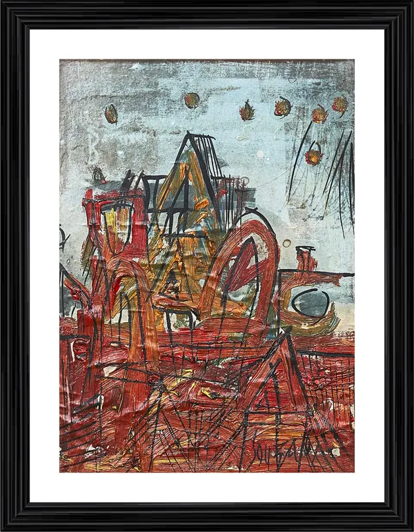 A_Red_Landscape_(1961),_A_Painting_by_Souza,_Framed,_Wall_D�cor,_Multicolor