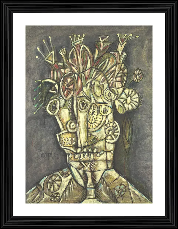 An_Intelligent_Man_(1965),_A_Painting_by_Souza,_Framed,_Wall_D�cor,_Multicolor