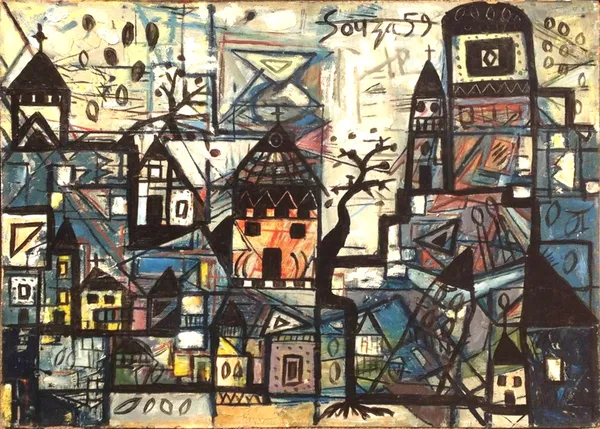 City_Landscape_(1959),_A_Painting_by_Souza,_Framed,_Wall_D�cor,_Multicolor
