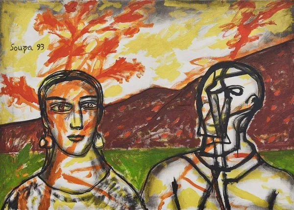 Psychiatrist�&_Wife_(1993),_A_Painting_by_Souza,_Framed,_Wall_D�cor,_Multicolor