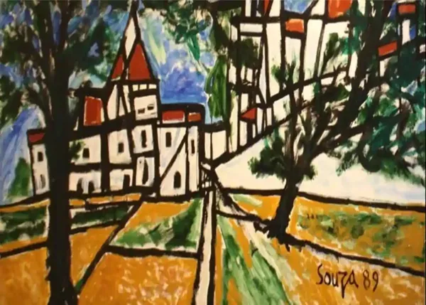 Goa_Landscape_(1989),_A_Painting_by_Souza,_Framed,_Wall_D�cor,_Multicolor