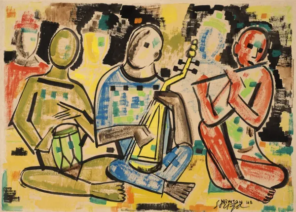 Three_Musicians_(1948),_A_Painting_by_Souza,_Framed,_Wall_D�cor,_Multicolor
