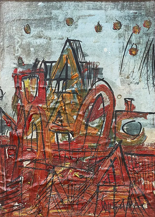 A_Red_Landscape_(1961),_A_Painting_by_Souza,_Framed,_Wall_D�cor,_Multicolor