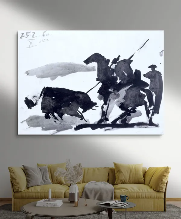 Bullfight_8,_A_Painting_by_Pablo_Picasso,_Framed_Canvas,_Multicolor