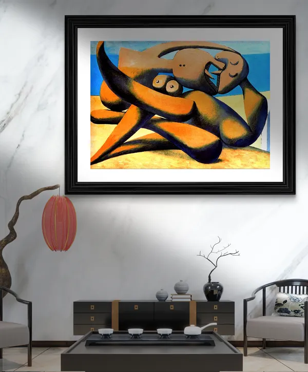 Figure_at_the_Seaside_1931,_A_Painting_by_Pablo_Picasso,_Framed,_Wall_Decor,_Multicolor
