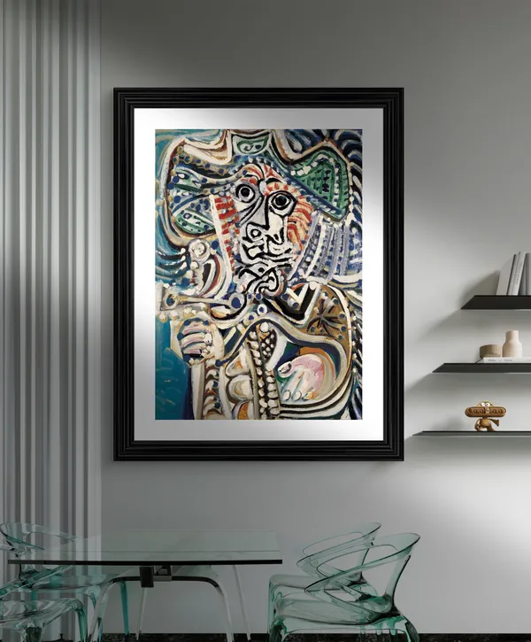 Musketeer_with_Sword_1972,_A_Painting_by_Pablo_Picasso,_Framed,_Wall_Decor,_Multicolor
