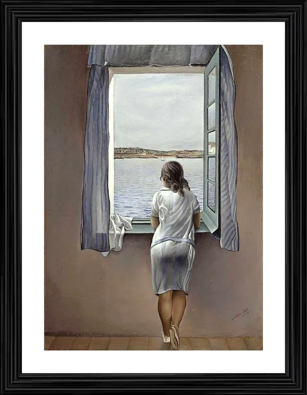 Girl_in_the_Window_(1925),_A_Painting_by_Salvador_Dali,_Wall_Decor,_Framed,_Multicolor