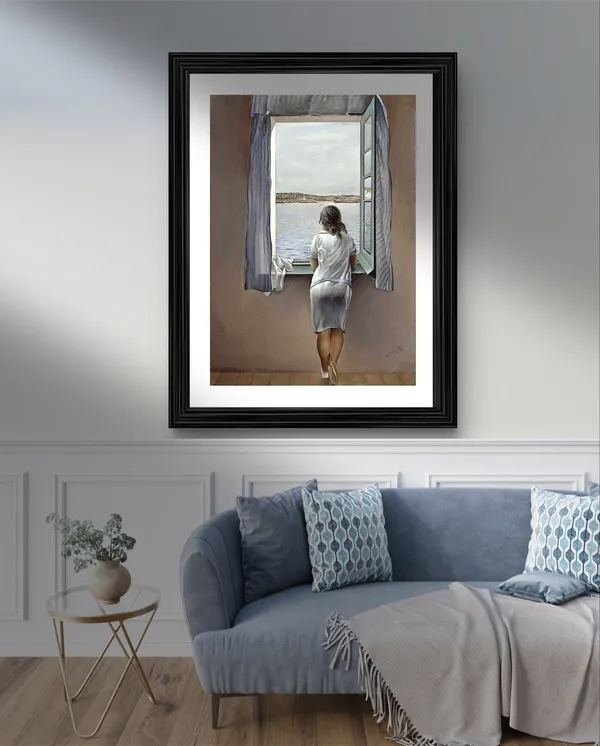 Girl_in_the_Window_(1925),_A_Painting_by_Salvador_Dali,_Wall_Decor,_Framed,_Multicolor