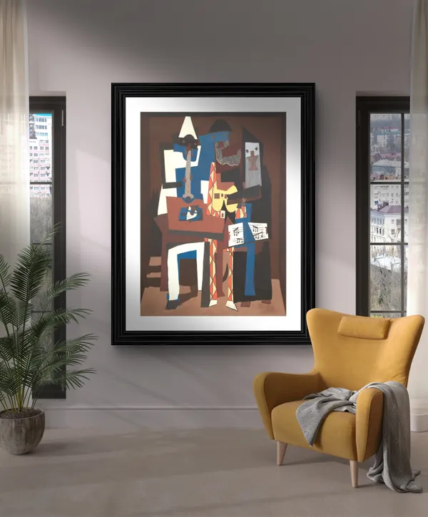Three_Dancers_&_Three_Musicians,_Paintings_by_Pablo_Picasso,_Framed,_Set_of_2,_,_Multicolor