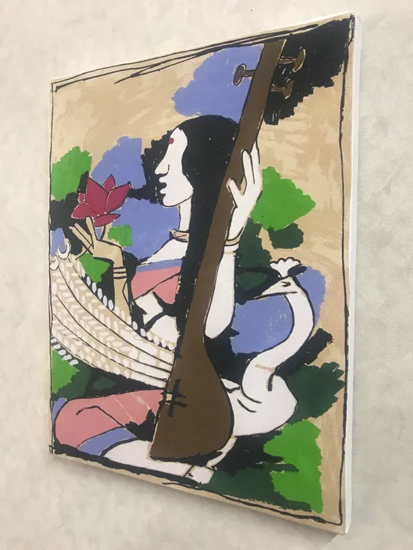 Saraswati-_M.F._Husain's_Painting,_Framed_Canvas,_Wall_Decor,_Multicolor