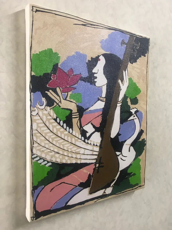 Saraswati-_M.F._Husain's_Painting,_Framed_Canvas,_Wall_Decor,_Multicolor