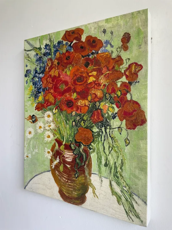 Flowering_Almonds_&_Vase_with_Cornflowers,_Paintings_by_Van_Gogh,_Framed_Canvas,_Set_of_2,_Multicolor